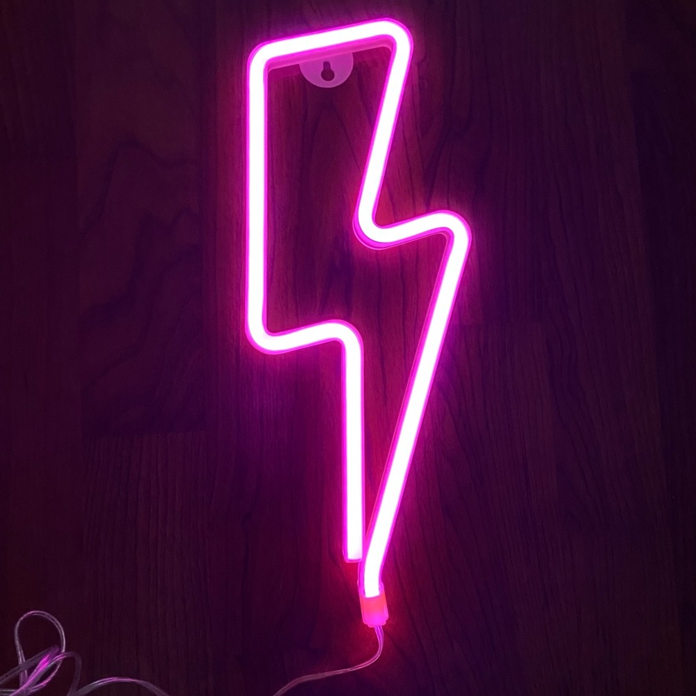 LED Pink Lightning Bolt Neon Light